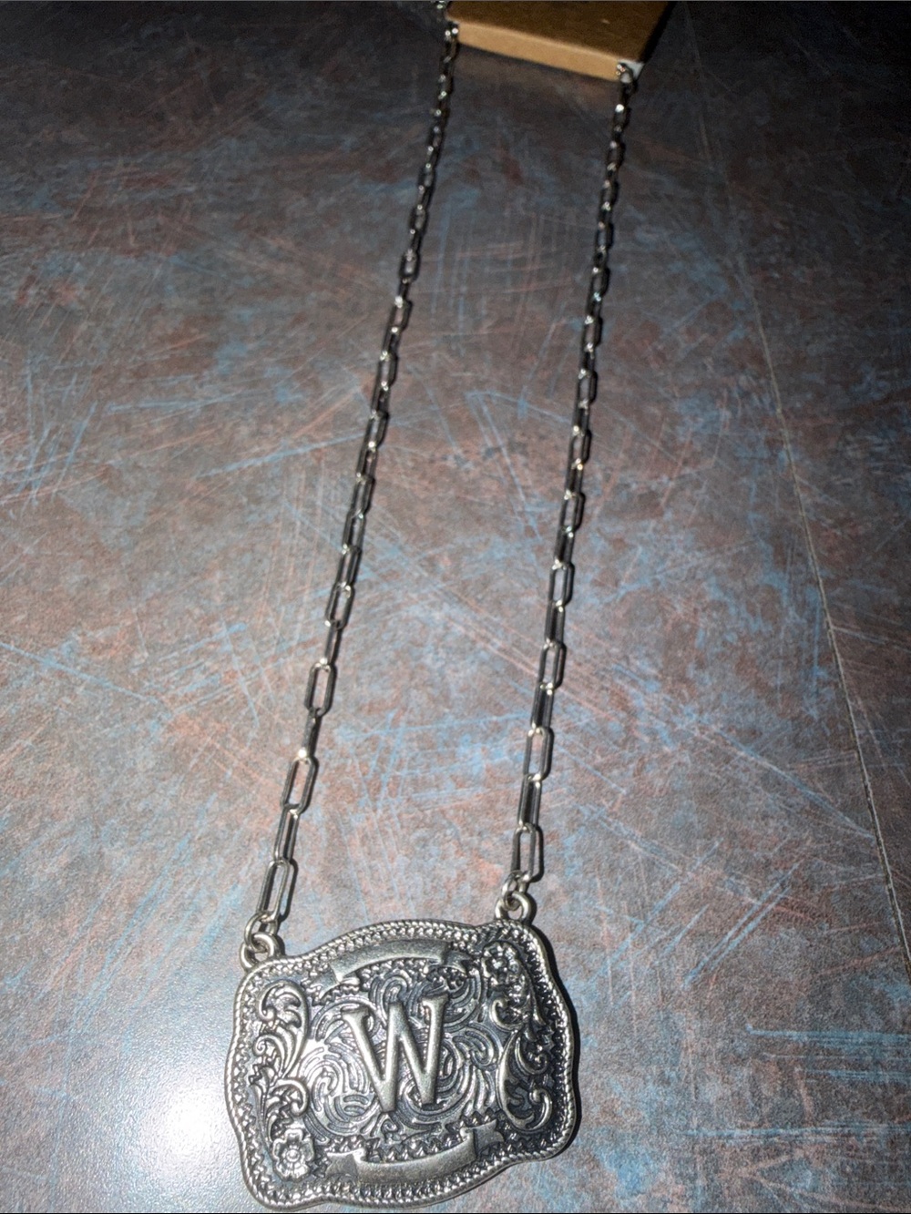 Silver-Tone 'W' Monogram Pendant Necklace - Women's Jewelry